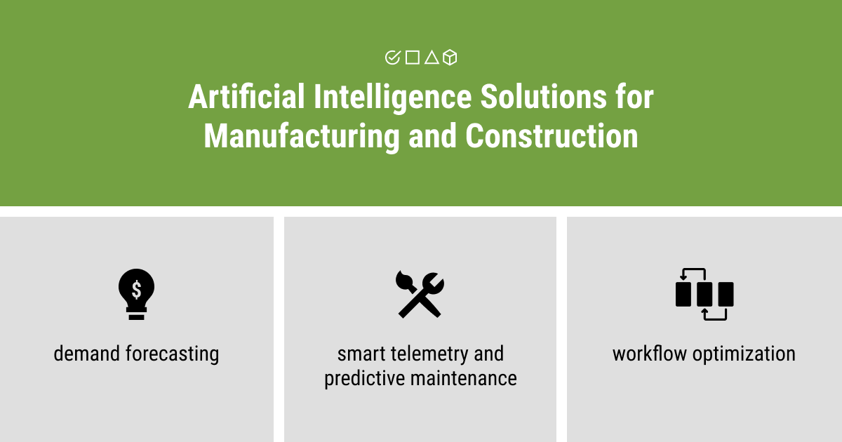 Artificial intelligence solutions for manufacturing and construction
