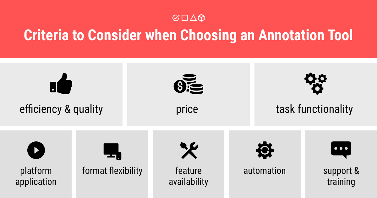 Criteria to consider when choosing an annotation tool