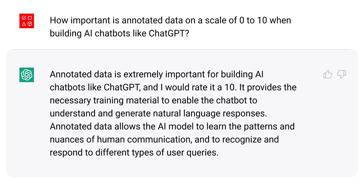 ChatGPT in action: Asking the chat about data annotation