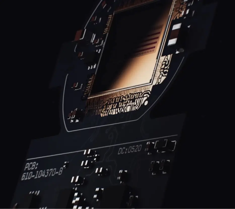 Close-up of LiDAR sensor hardware used for Ouster 3D sensing technology