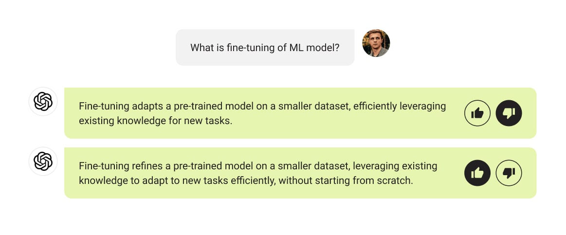 An example of one LLM generating two different inferences for data annotator to choose the best one