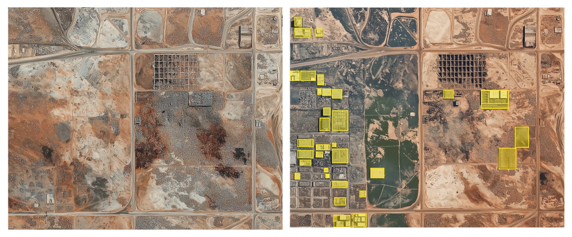 Example of change detection for disaster management and emergency response