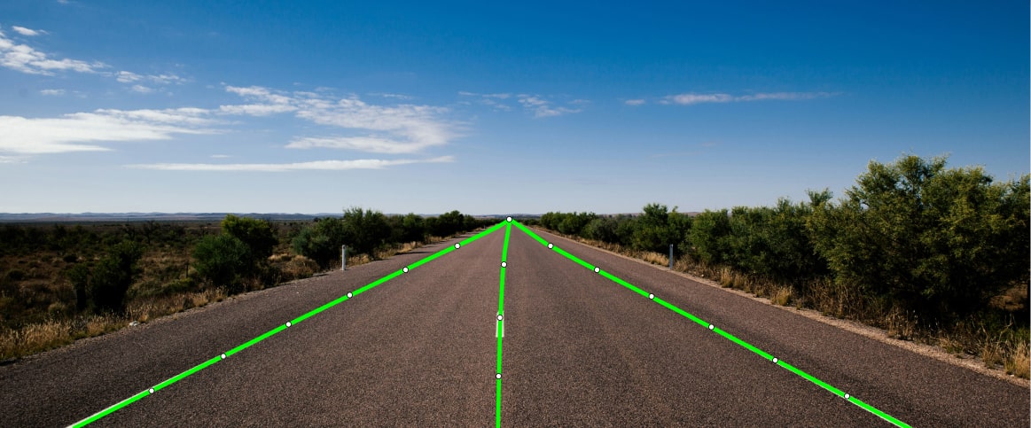 Example of road and transportation network mapping using line annotation