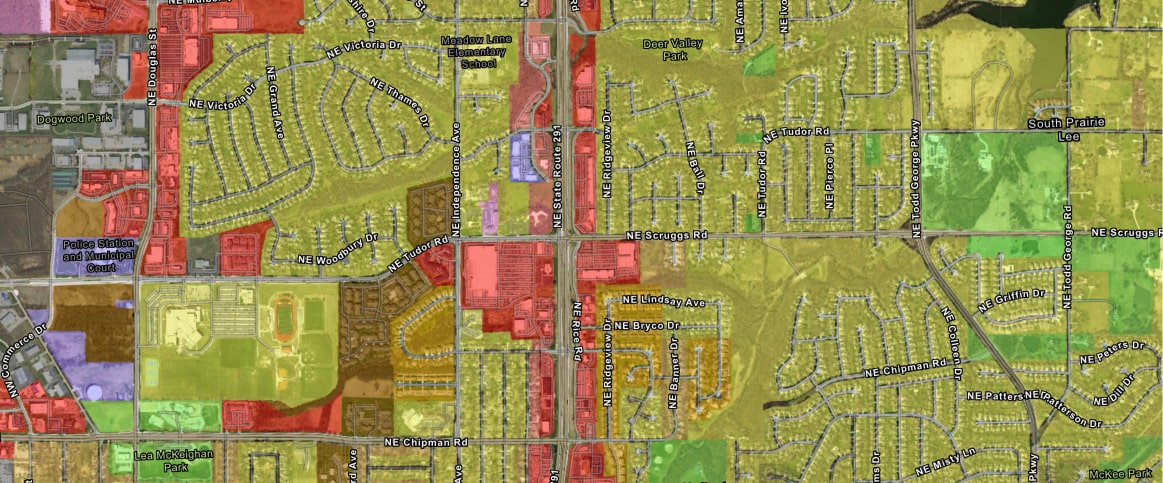 Example of zoning boundaries for urban planning and development